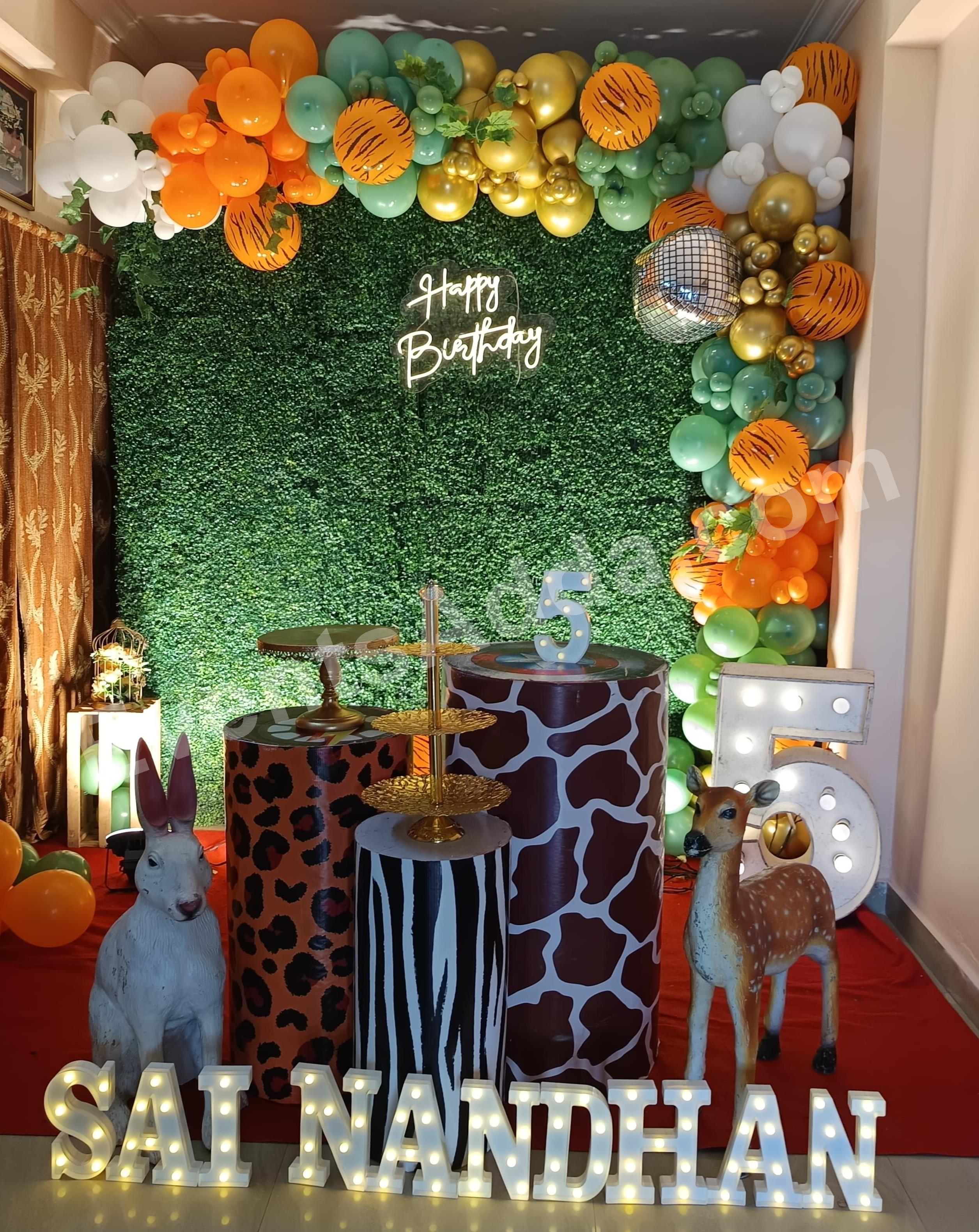 Wild Safari Jungle Theme Birthday Decoration Decoration theme setup in Vijayawada