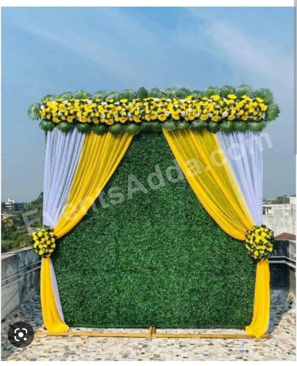 yellow-and-white-floral-canopy-backdrop-decoration in Ahmedabad