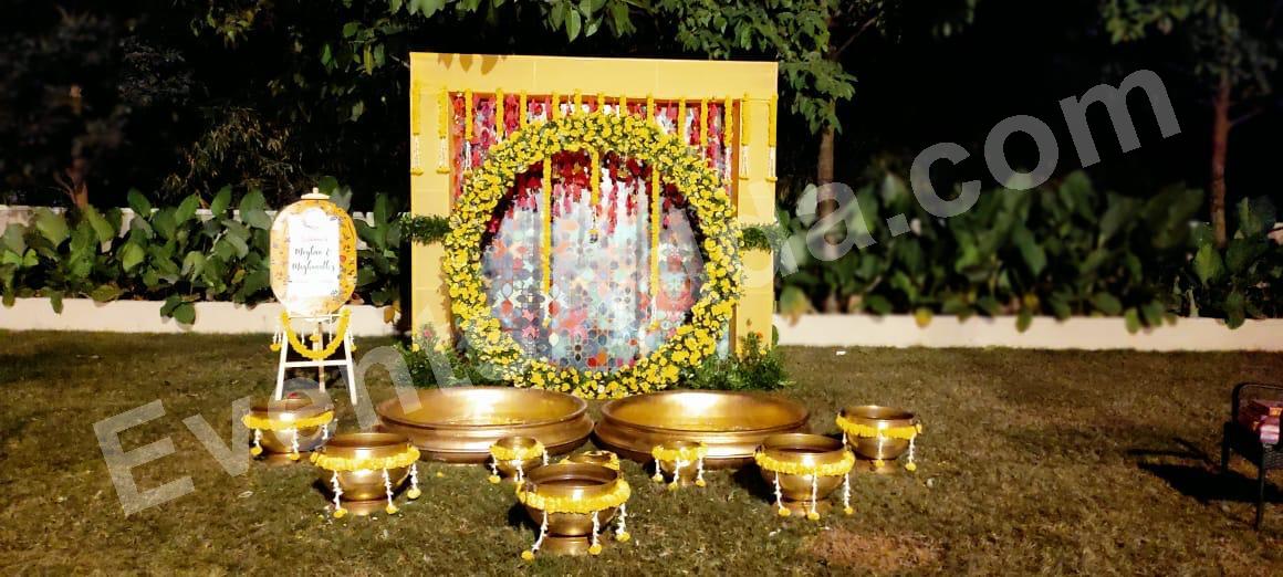 Yellow Floral Haldi Ceremony Decoration in Udaipur