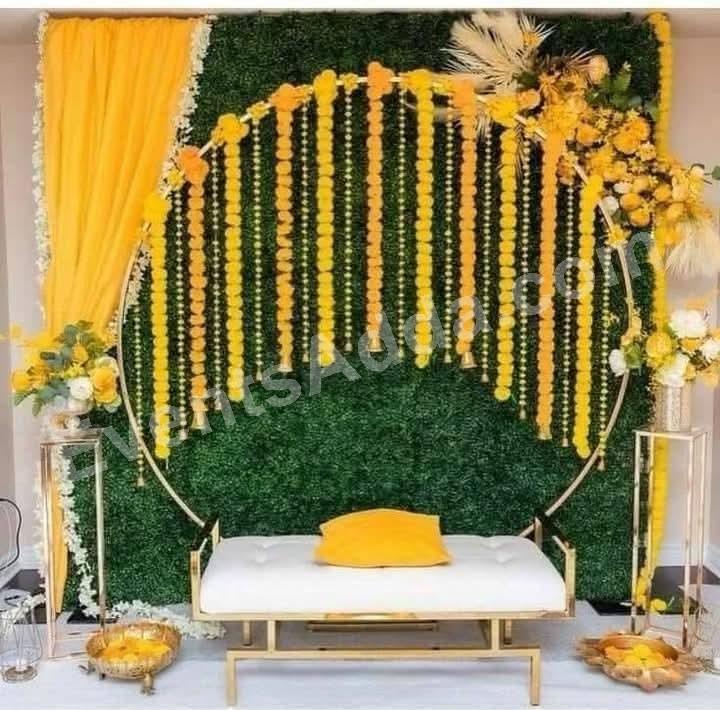 Yellow Marigold Ring Haldi Ceremony Backdrop Decoration Decoration in Siddipet